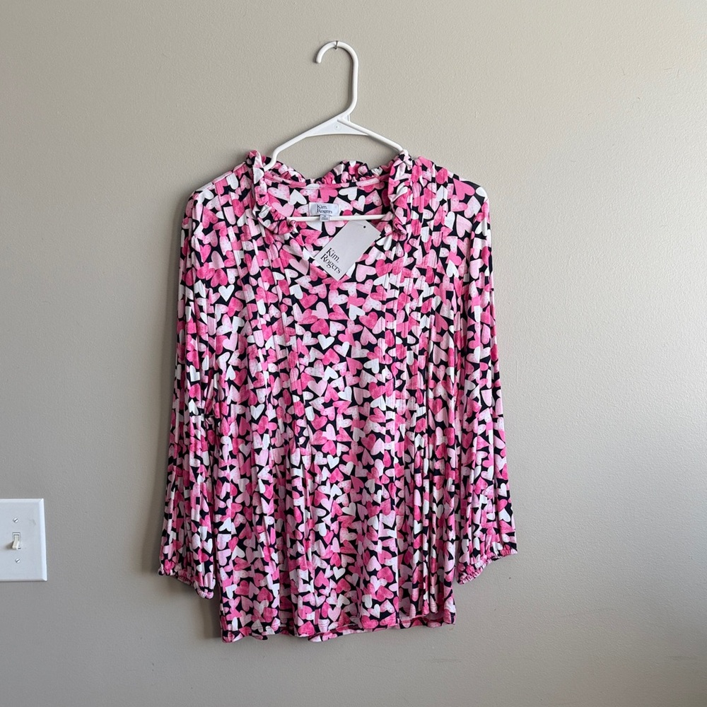 Kim Rogers Pink and Black Patterned Blouse